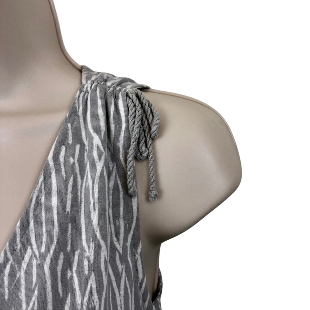 Ann Taylor Loft Petites Gray White Fit & Flare Dress Sleeveless Feminine Ruffle - Picture 3 of 16